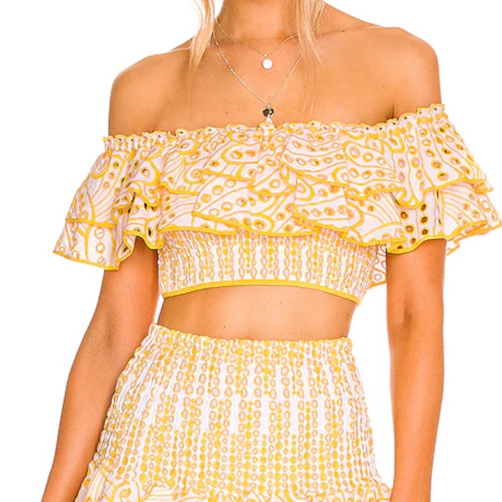 Yellow Ruffled Off-Shoulder Top
